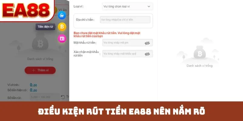 Điều kiện rút tiền EA88 nên nắm rõ